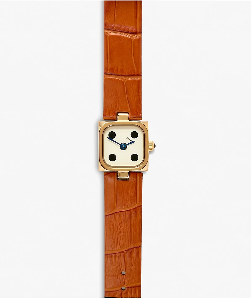 AURA Dice Cognac & Brown Analog Watch