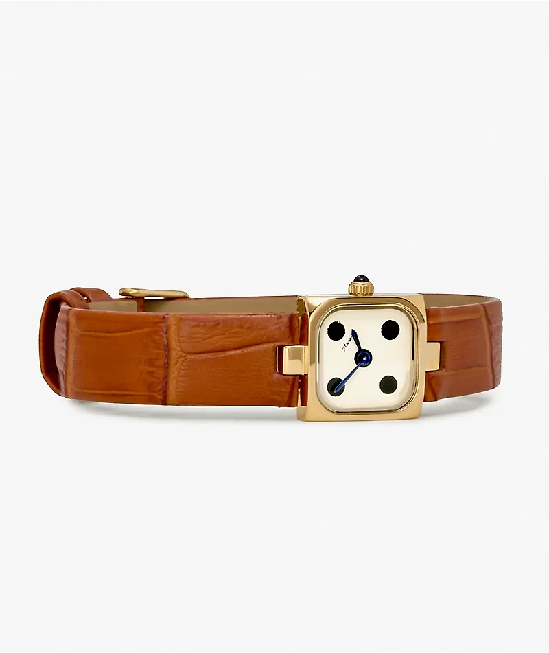 AURA Dice Cognac & Brown Analog Watch