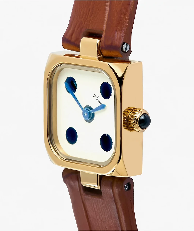 AURA Dice Cognac & Brown Analog Watch
