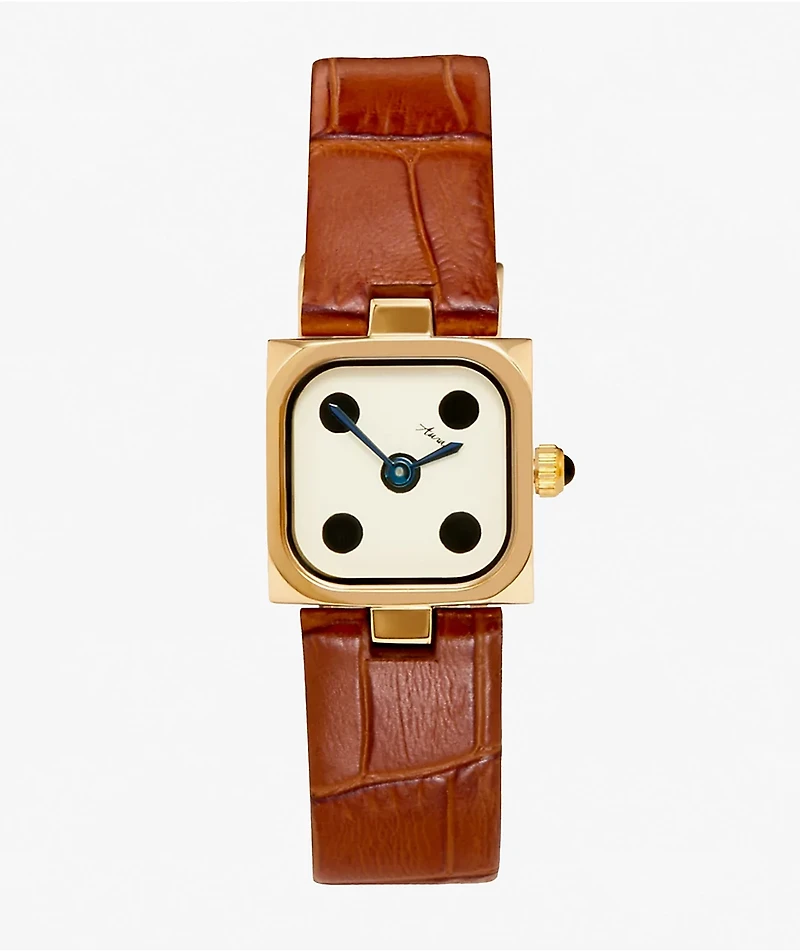 AURA Dice Cognac & Brown Analog Watch
