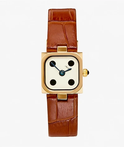 AURA Dice Cognac & Brown Analog Watch