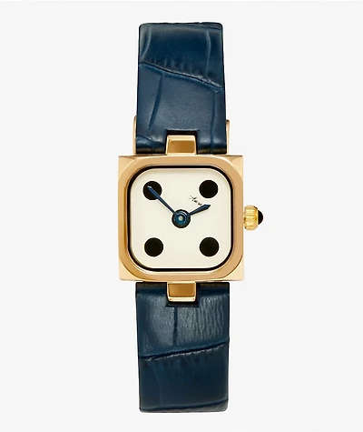 AURA Dice Gold & Navy Analog Watch
