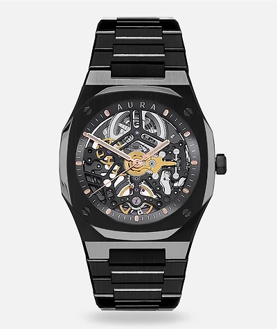 AURA Skeleton 002 Black Analog Watch