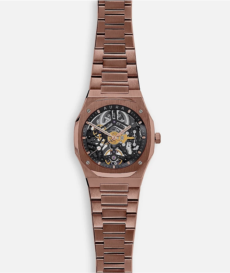 AURA Skeleton 002 Coffee Analog Watch