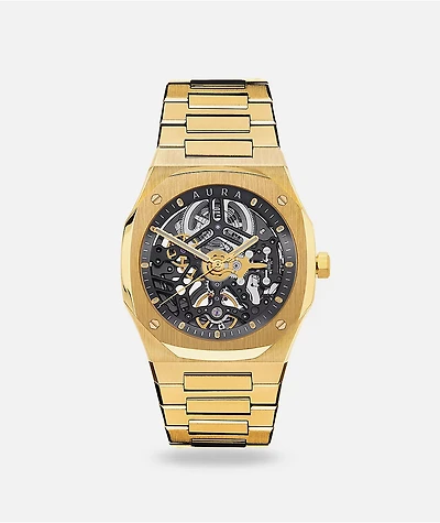 AURA Skeleton 002 Gold Analog Watch