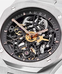 AURA Skeleton 002 Silver Analog Watch