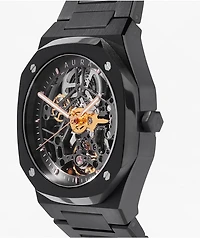 AURA Skeleton Black Analog Watch