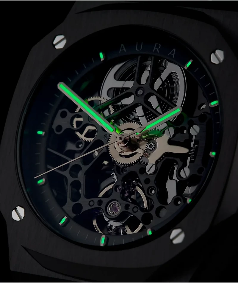 AURA Skeleton Black Analog Watch