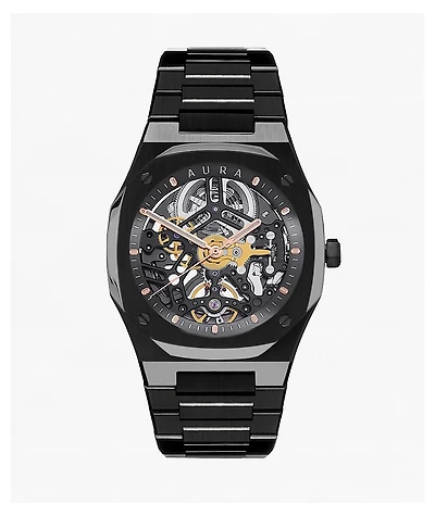 AURA Skeleton Black Analog Watch