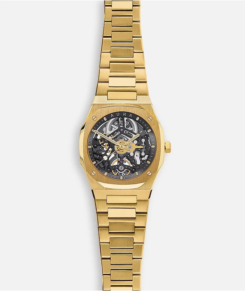 AURA Skeleton Gold Analog Watch