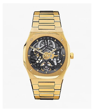 AURA Skeleton Gold Analog Watch