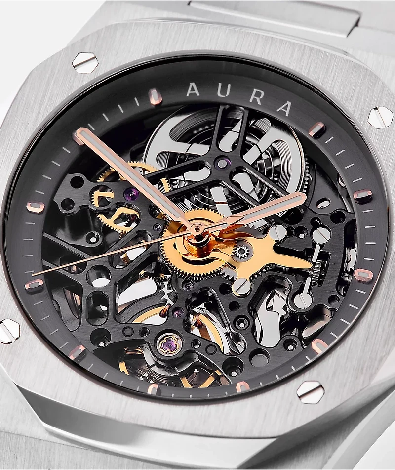 AURA Skeleton Steel Analog Watch