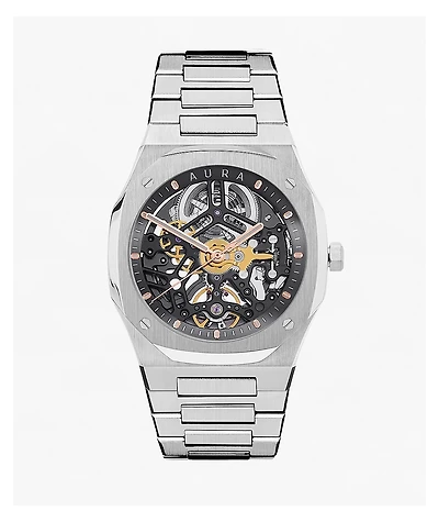 AURA Skeleton Steel Analog Watch