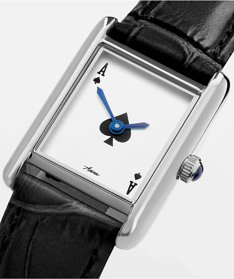 AURA Tank Ace Black & Silver Analog Watch