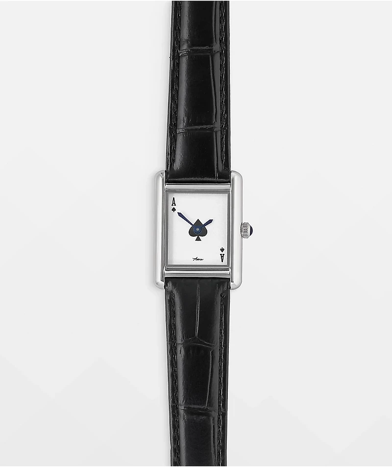 AURA Tank Ace Black & Silver Analog Watch