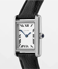 AURA Tank Steel Black & Silver Analog Watch