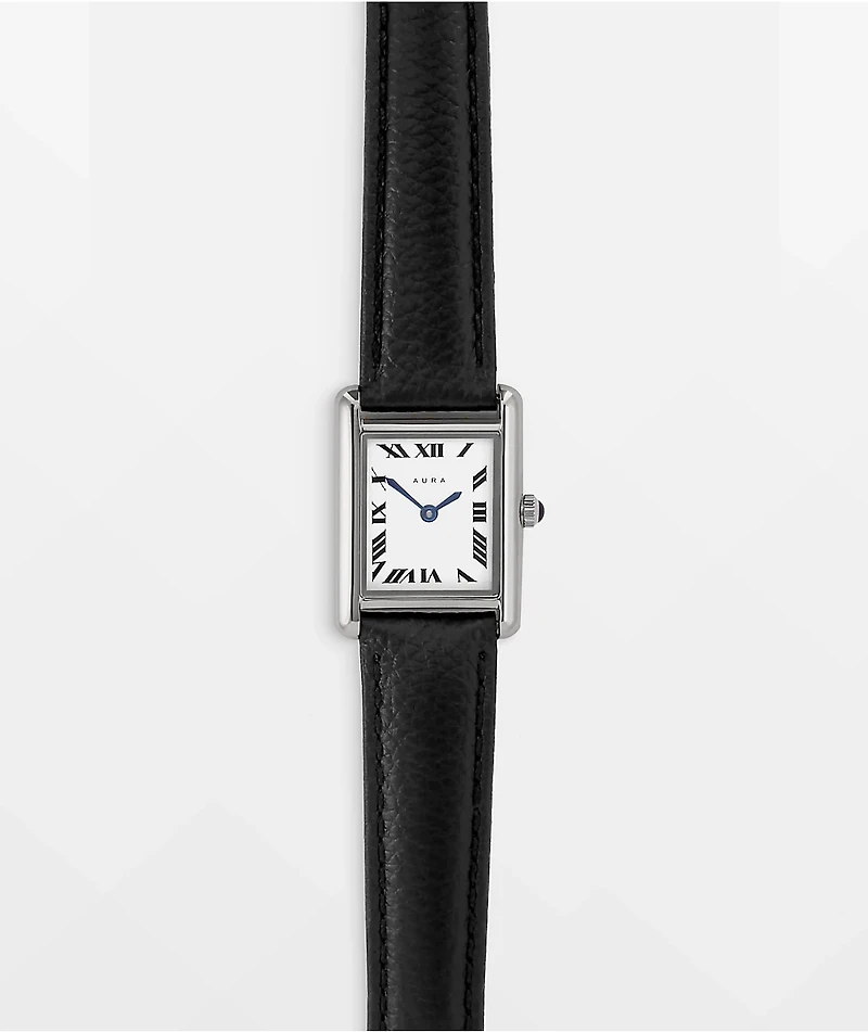 AURA Tank Steel Black & Silver Analog Watch