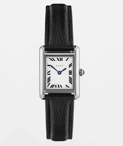 AURA Tank Steel Black & Silver Analog Watch