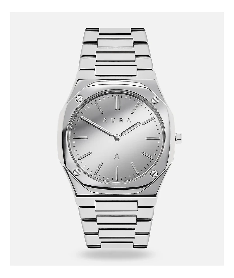 AURA Ultra Thin Mirror Stainless Steel Analog Watch