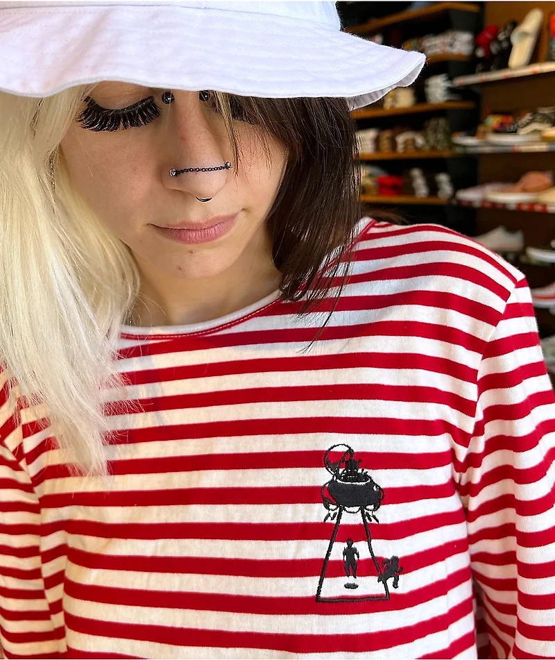 Above The Norm Logo Red & White Stripe Long Sleeve T-Shirt
