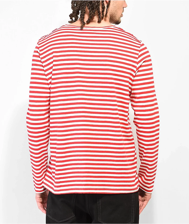 Above The Norm Logo Red & White Stripe Long Sleeve T-Shirt