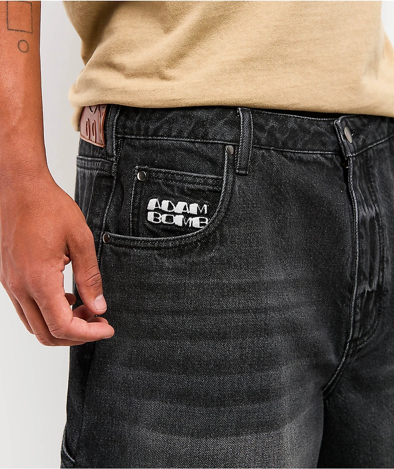 Adam Bomb 5 Star Black Wash Baggy Carpenter Shorts