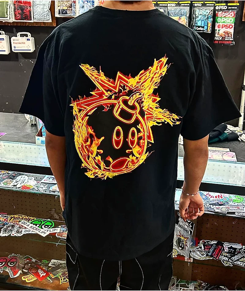 Adam Bomb Flaming Black T-Shirt
