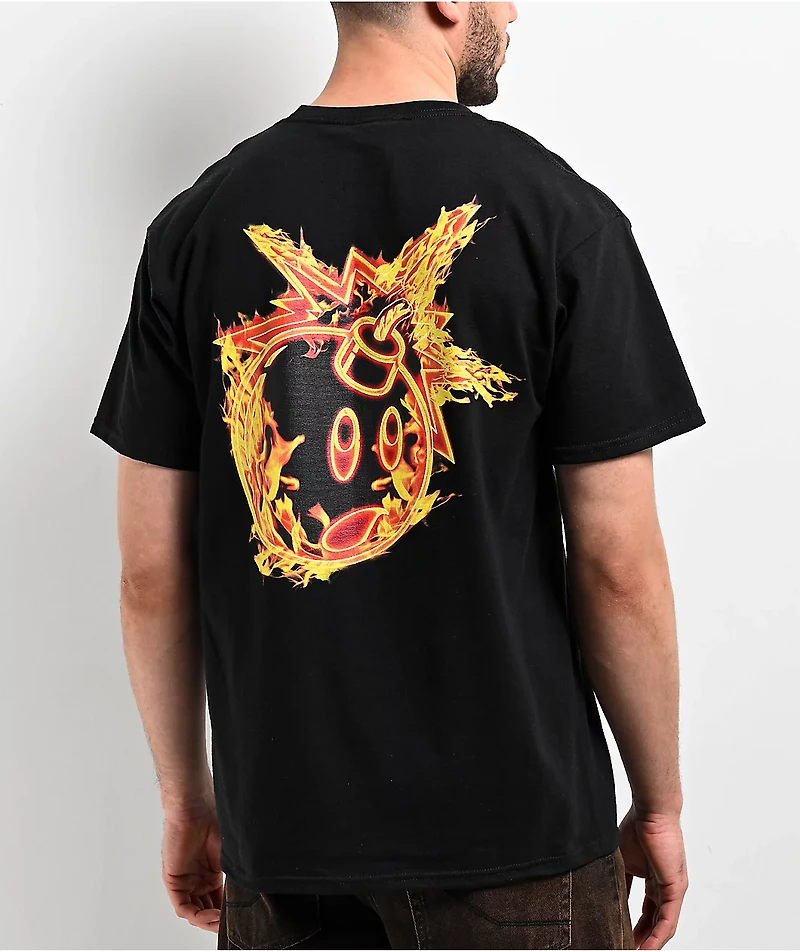 Adam Bomb Flaming Black T-Shirt