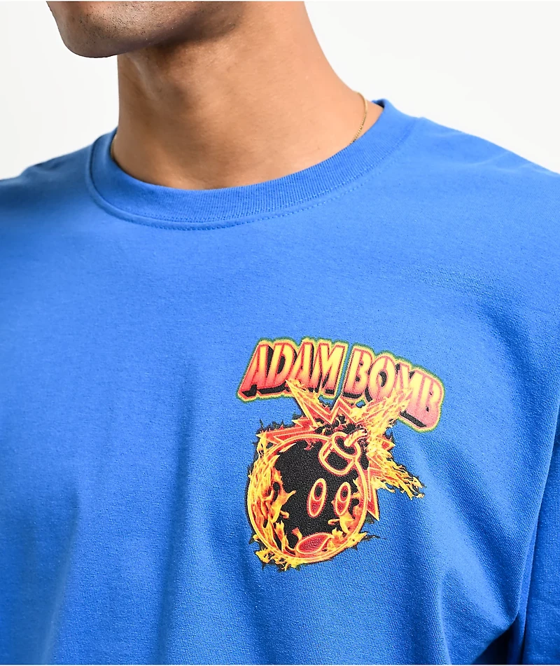 Adam Bomb Flaming Blue Long Sleeve T-Shirt