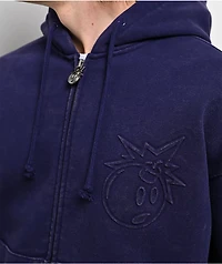 Adam Bomb Logo Blue Wash Zip Hoodie