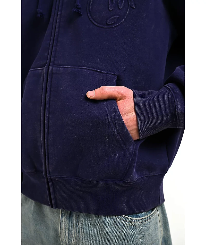 Adam Bomb Logo Blue Wash Zip Hoodie