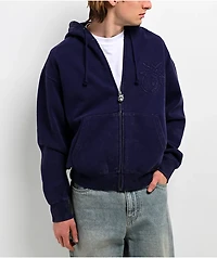 Adam Bomb Logo Blue Wash Zip Hoodie