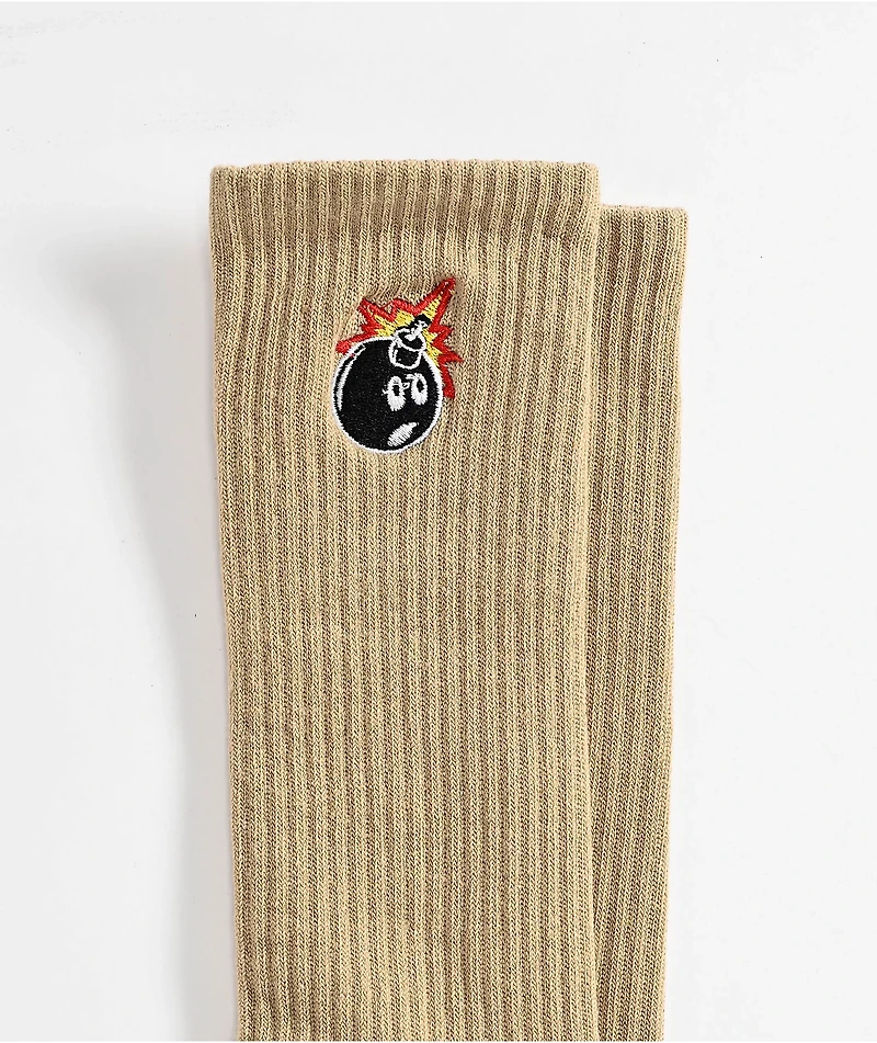 Adam Bomb Logo Cream Crew Socks
