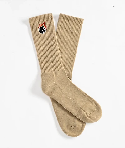 Adam Bomb Logo Cream Crew Socks