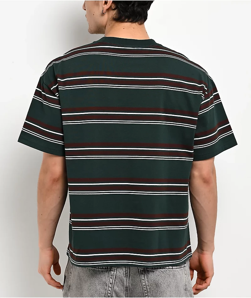 Adam Bomb Logo Striped Green Knit Boxy T-Shirt