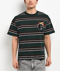 Adam Bomb Logo Striped Green Knit Boxy T-Shirt