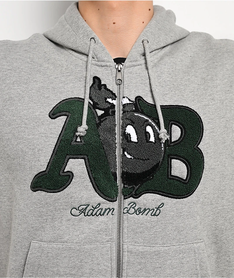 Adam Bomb Mascot Chenille Grey Zip Hoodie