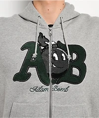 Adam Bomb Mascot Chenille Grey Zip Hoodie