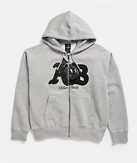 Adam Bomb Mascot Chenille Grey Zip Hoodie