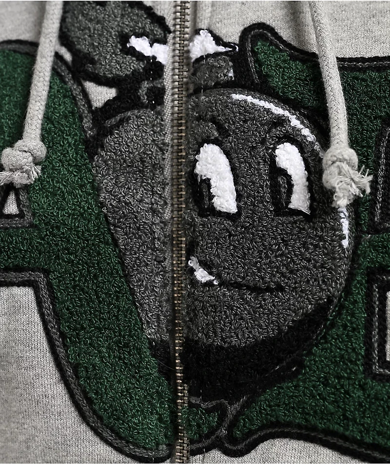 Adam Bomb Mascot Chenille Grey Zip Hoodie