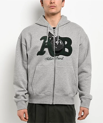 Adam Bomb Mascot Chenille Grey Zip Hoodie