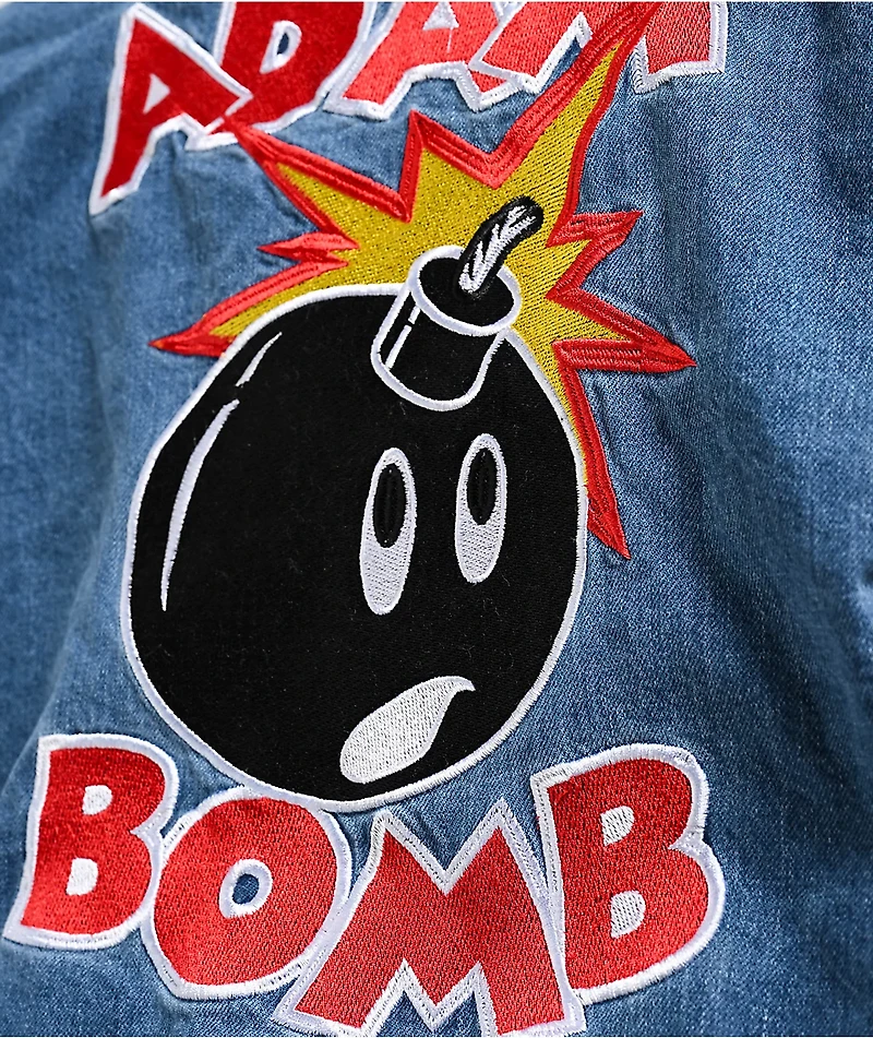 Adam Bomb Not Atom Blue & Natural Denim Varsity Jacket