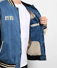Adam Bomb Not Atom Blue & Natural Denim Varsity Jacket