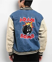 Adam Bomb Not Atom Blue & Natural Denim Varsity Jacket