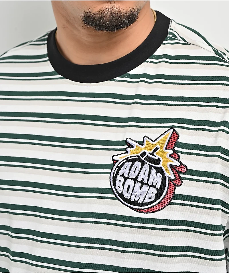 Adam Bomb Signage Striped White T-Shirt