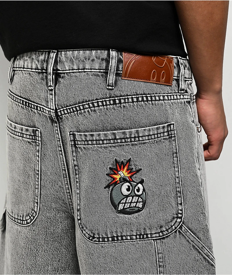 Adam Bomb Utility Grey Wash Baggy Carpenter Shorts