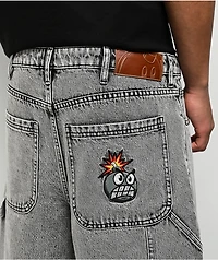 Adam Bomb Utility Grey Wash Baggy Carpenter Shorts