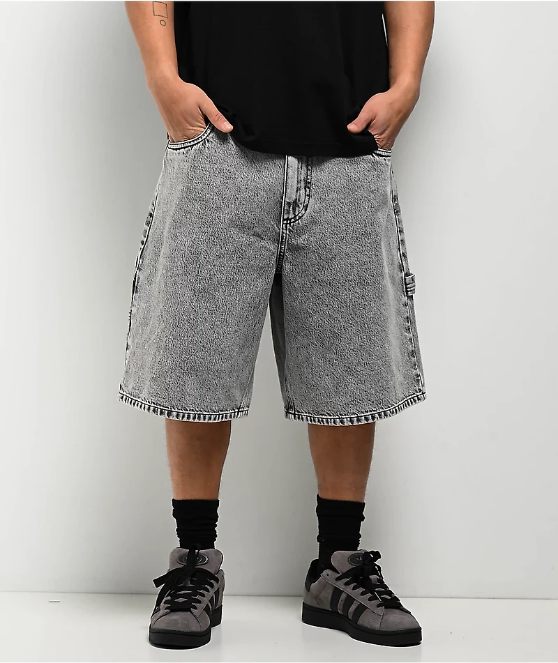 Adam Bomb Utility Grey Wash Baggy Carpenter Shorts