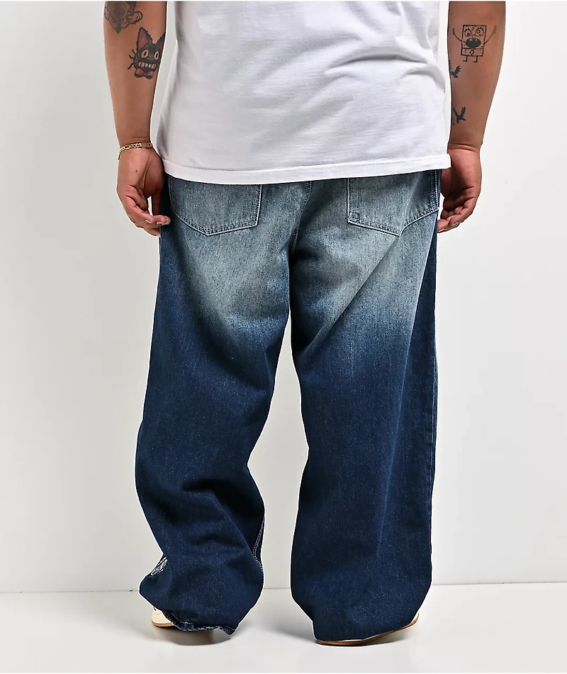 Adam Bomb Variety Patch Blue Wash Baggy Jeans