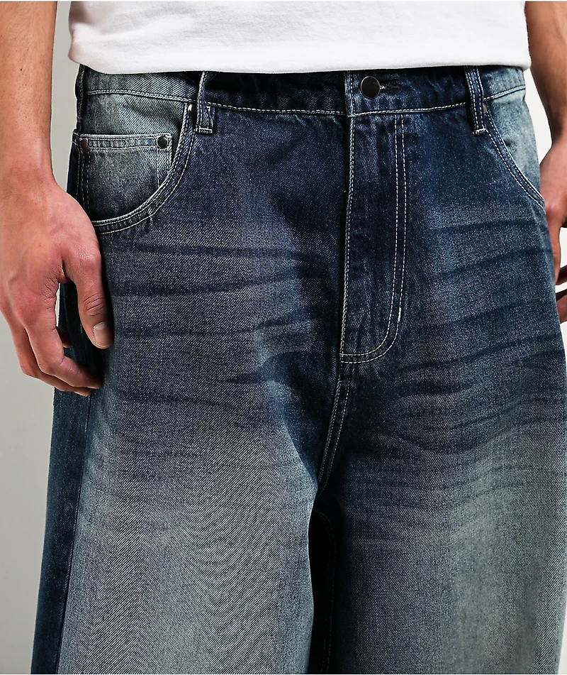 Adam Bomb Variety Patch Blue Wash Baggy Jeans
